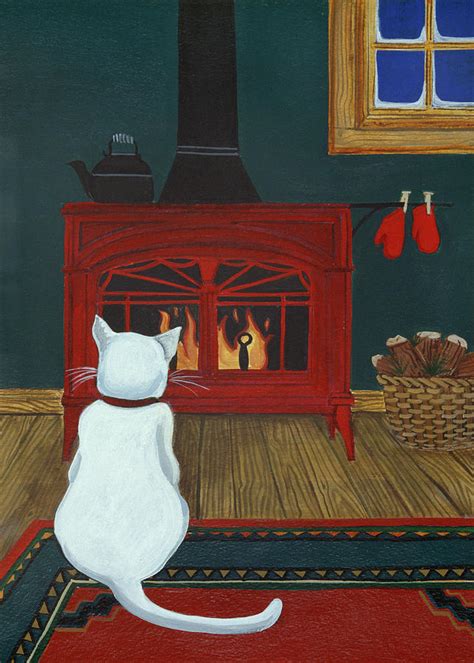 Mittens Warming By The Fire Painting By Jan Panico Fine Art America