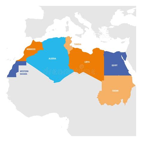 North Africa Region Map Of Countries In Northern Africa Vector