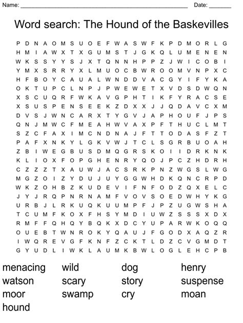 Word Search The Hound Of The Baskevilles Wordmint