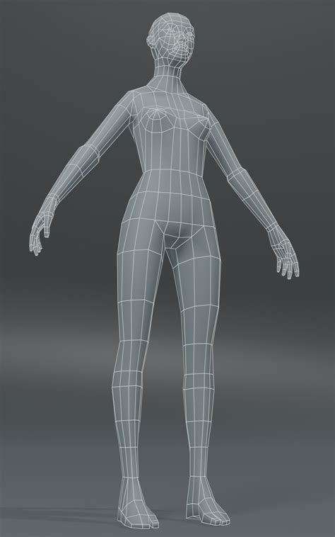 Artstation Female Body Base Mesh 3d Model 1000 Polygons Game Assets
