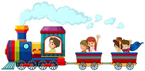 Tren Y Niños Vector Gratis