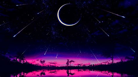 1600x900 Cool Anime Starry Night Illustration 1600x900 Resolution