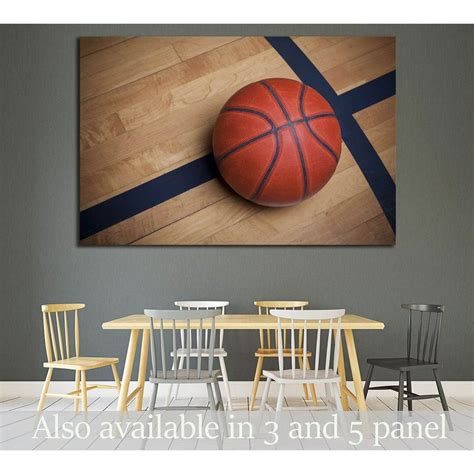 Basketball On A Basketball Court №2119 Ready To Hang Canvas Print
