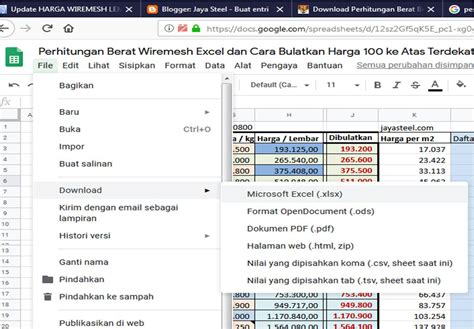 Cara Menghitung Berat Wiremesh Excel Dan Cara Bulatkan Harga 100 Ke