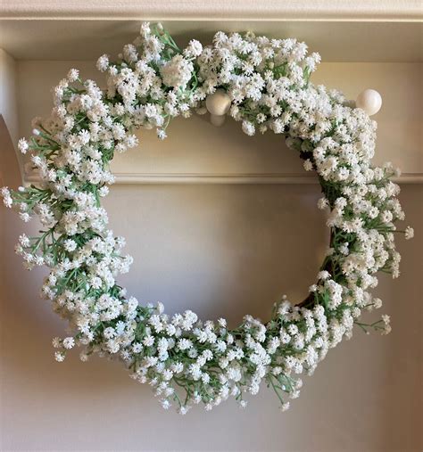 Gypsophila Babys Breath Wreath White Flower Wreath Etsy
