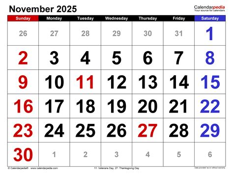 November 2025 calendar