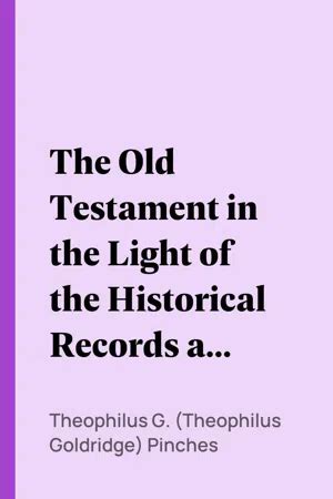 PDF The Old Testament In The Light Of The Historical Records And