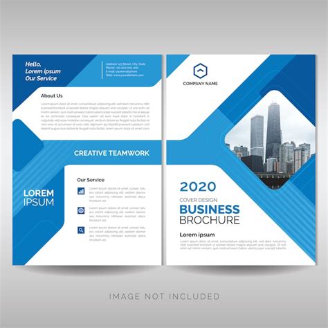 Premium Vector Business Brochure With Blue Geometric Shapes