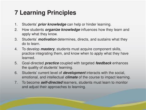 Ppt How Learning Works 7 Research Based Principles Powerpoint