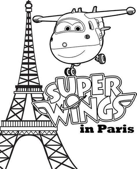 Deliverer Jett In Paris From Super Wings Coloring Pages Cartoons