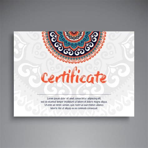 Vintage Certificate With Mandala In 2021 Certificate Design Template
