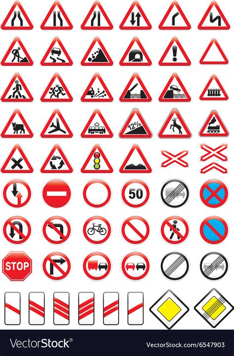 Set Of Glossy Road Signs Royalty Free Vector Image