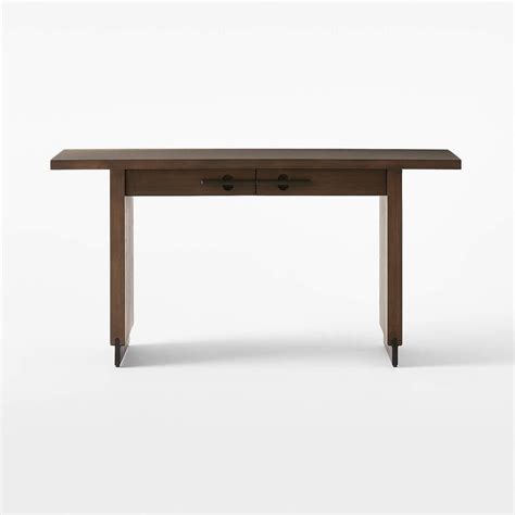 Stilt Modern 2 Drawer Oak Wood Desk Cb2 Uae