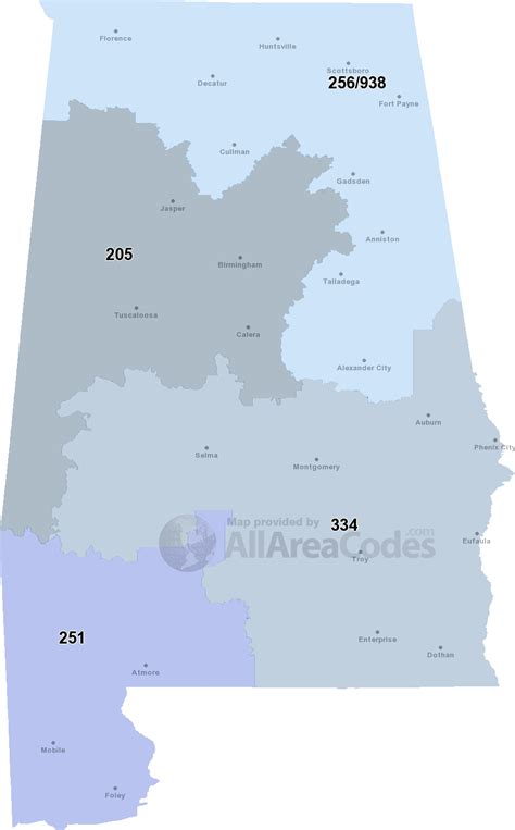 Alabama Area Codes Map List And Phone Lookup