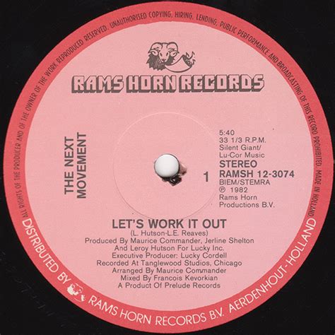 The Next Movement Lets Work It Out 1982 Vinyl Discogs