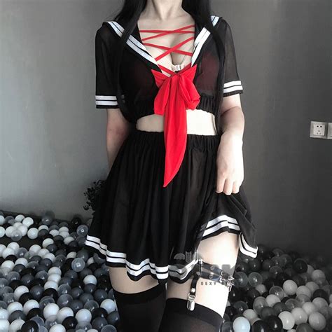 Ojbk Anime Cosplay Kost M Student Schwarze Uniform Schule M Dchen Damen Erotische Babydoll Kleid