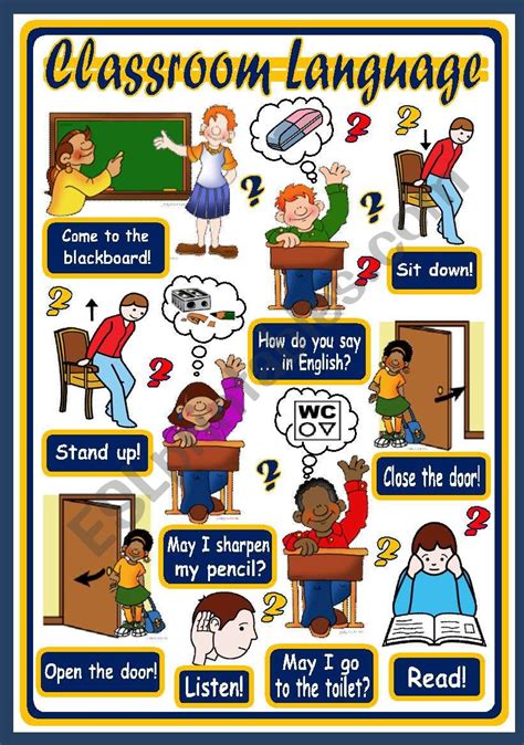 classroom language poster 1 esl worksheet by xani