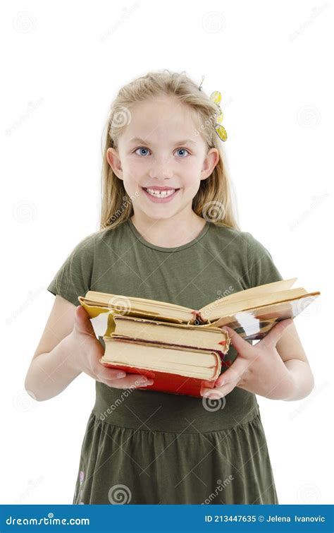 Beautiful Little Girl Reading Book Adorable Modern Little Girl