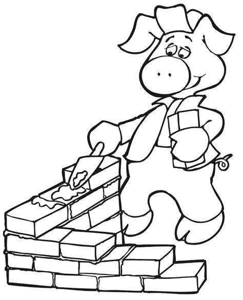 The three little pigs story coloring pages are a fun way for kids of all ages to develop creativity, focus, motor skills and color recognition. The Three Little Pigs Coloring Page | Building With Bricks
