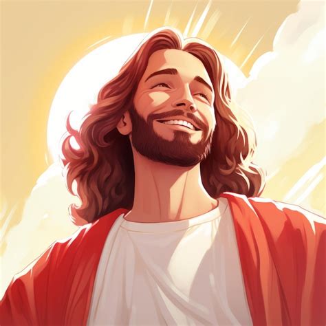 Premium Ai Image Joyful Jesus A Heartwarming Cartoon Depicting The