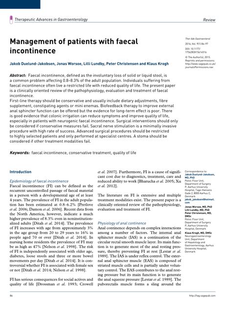 Pdf Management Of Patients With Faecal Incontinence