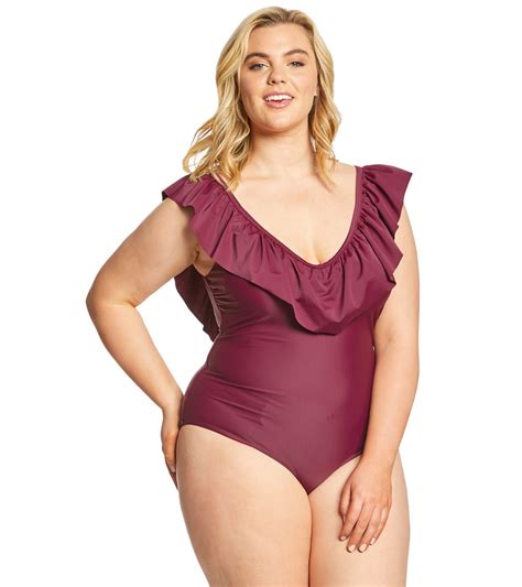 raisins curve plus size barbados solid wayalife one piece swimsuit at free shipping