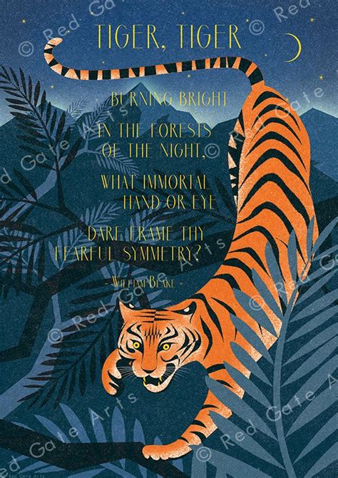 Tiger Tiger Print Featuring A Verse From The Famous Poem The Tyger By William Blake Original