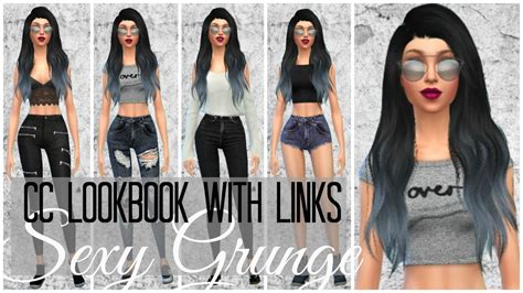 Sexy Grunge Lookbook With Cc Links L Sims 4 L Missrosefire Youtube