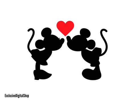 Mickey And Minnie Kiss Svg Mouse Svg Cut File Digital Etsy