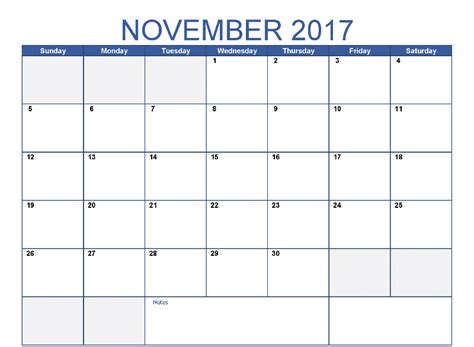 2017 November Calendar Printable Download Oppidan Library