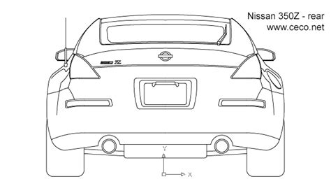 Autocad Drawing Nissan 350z Sports Car Rear Dwg