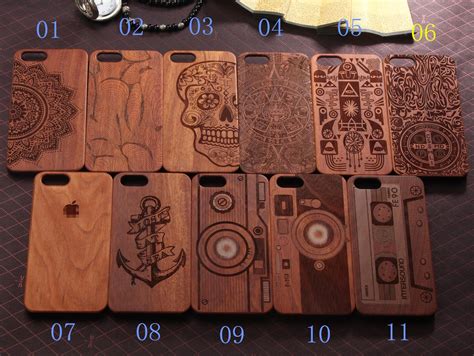 Wooden Phone Case 11 Pattern Mobile Accessories Laser Engraving Custom
