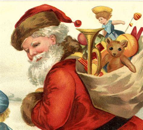 Vintage Santa Postcard The Graphics Fairy