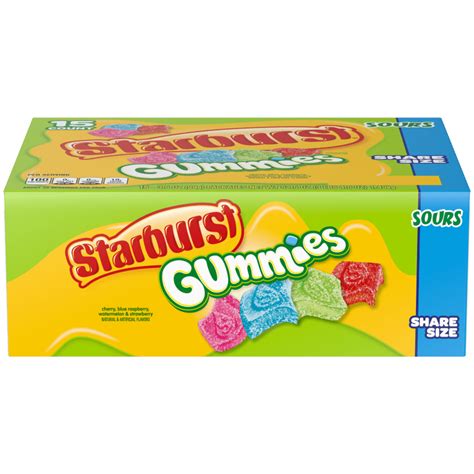 Starburst Sours Gummies Candy Share Size Bag 35 Oz Pack Of 15