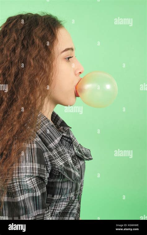 Girl Blowing Bubble Gum