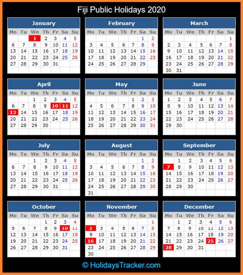 Fiji Public Holidays 2020 Holidays Tracker