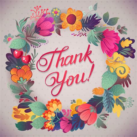 Thank You Card In Bright Colorsstylish Floral Background With Text