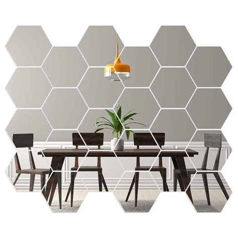 Buy Hexagon Mirror Wall Stickers 24 Pack Removable Hexagon Mirror Tiles For Walls Small 5
