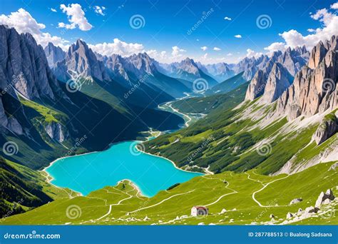 Europe Italy Alps Dolomites Mountains Tre Cime Di Lavaredo Stock