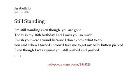 Still Standing By Arabella B Hello Poetry