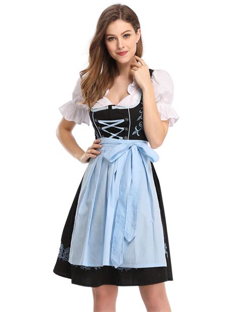 Buy Glorystar Womens German Dirndl Dress 3 Pieces Traditional Bavarian Oktoberfest Costumes For