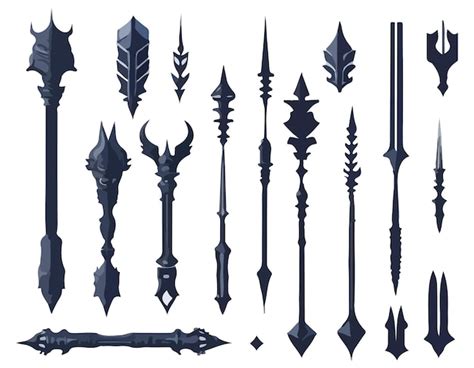 Premium Vector Vector Set Of Weapons For Games Arrows And Spears