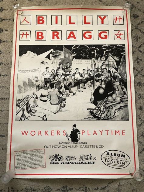 Vintage Billy Bragg Rock Band Poster 1988 Workers Playtime Album Large