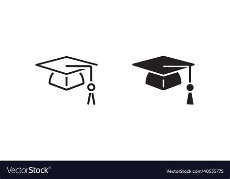 Graduation Cap Icon Line And Glyph Version Vector Image