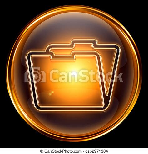 Folder Icon Gold Isolated On Black Background Canstock