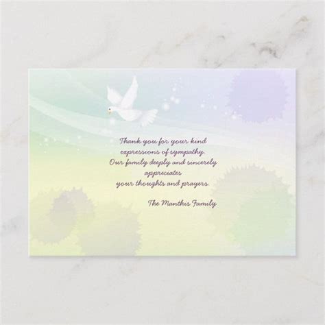 White Dove Bereavement Thank You Notecard Funeral Thank