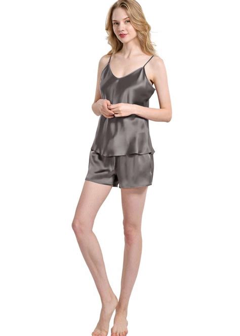 Pure Silk Camisole And Shorts Pajama Set For Womens Oosilk Silk