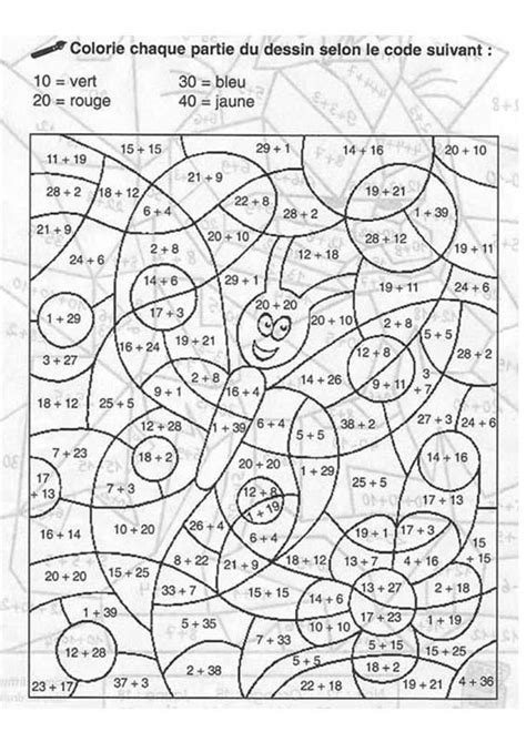 Coloriage Magique Addition à Colorier Dessin à Imprimer Math