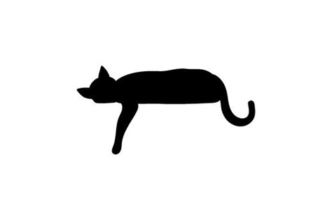 Silhouette Of Cat Laying Down With Paw Hanging Down Svg Cut File By