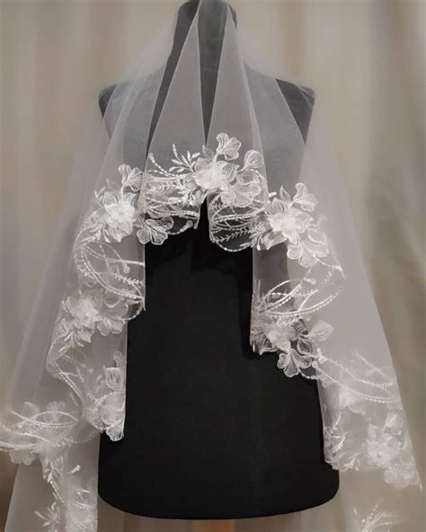 Bridal Wedding Veil Embroidered Veil Unique Design Wedding Etsy Uk